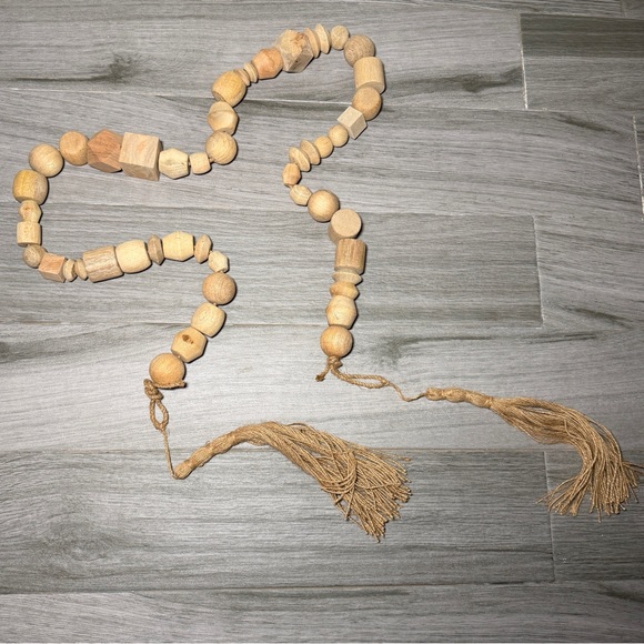 Target Threshold Studio McGee 96" Decorative Wooden Bead Garland Natural Wood - Picture 2 of 10